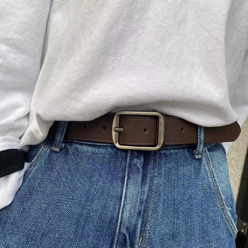 Women's Belt 2025 Jeans Student Black Versatile Loose Fit Men's Belt Artistic Retro Pin Buckle Belt