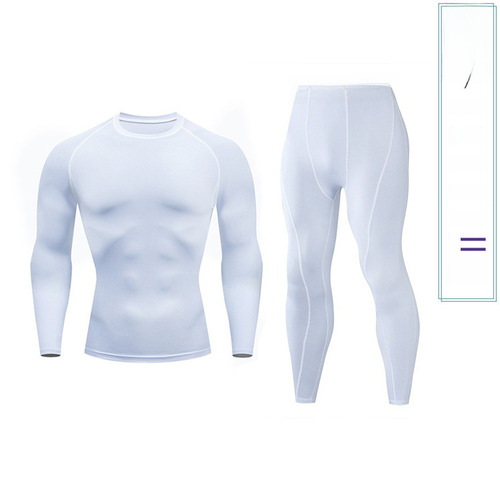 Cross-border sports compression quick-dry fitness clothing PRO basketball running training yoga suit long-sleeved long pants set for men