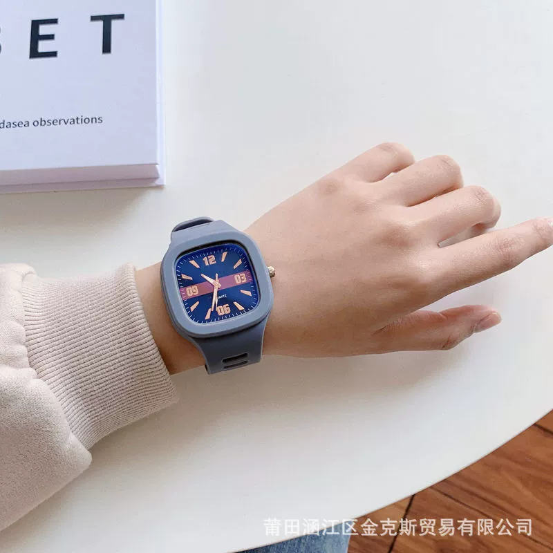Часы Brand квадратные силиконовые кварцевые, унисекс, квадратный циферблат, ремешок 24 см