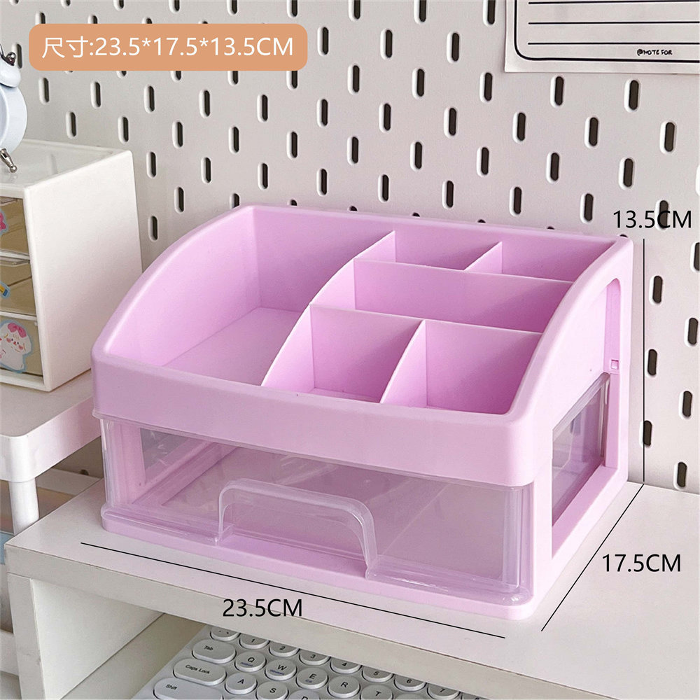 INS caja de almacenamiento de escritorio transparente de múltiples capas caja de almacenamiento de cajones apilables mango de Conejo caja de cosméticos de múltiples capas caja de papelería