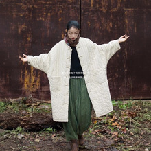 品牌折扣店新中式棉麻棉袄女冬季新款中长款加厚棉服复古盘扣棉衣