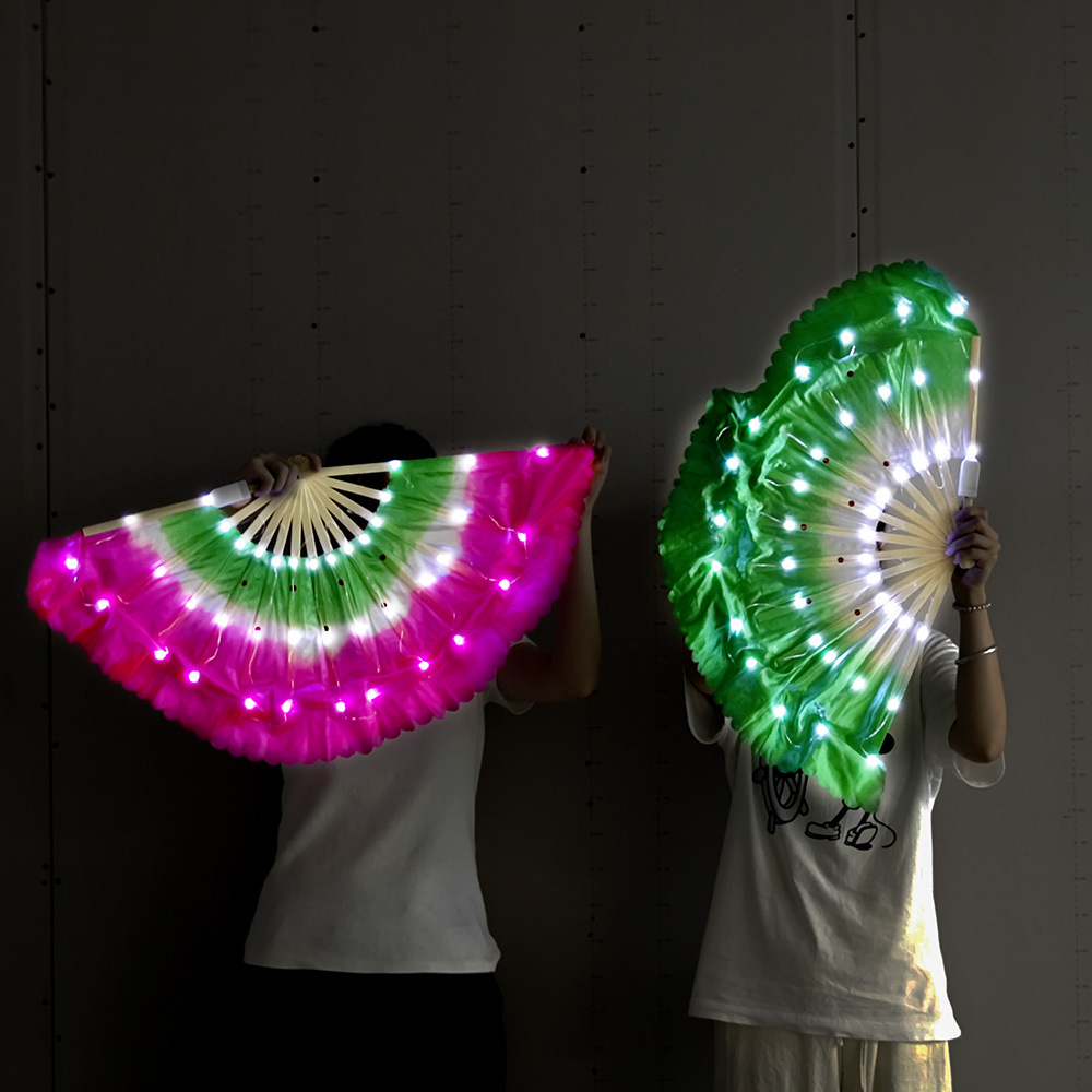 Square fitness Yangko LED ventilador de baile luminoso ventilador de doble cara para adultos y niños props de baile luminoso