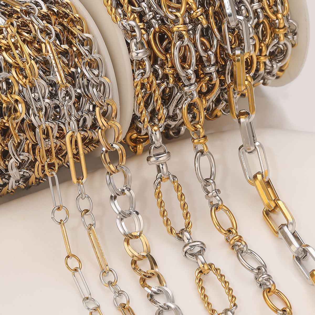 20g Weight 1m 304 Stainless Steel 18K Gold Plated Chain Hip-Hop Geometric