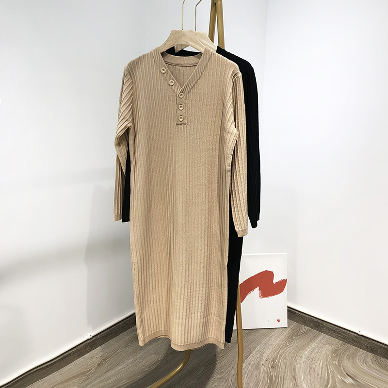 Special offer! Women's Midi Temperament Skirt with Coat Over Knee Base Sweater Knitted Dress