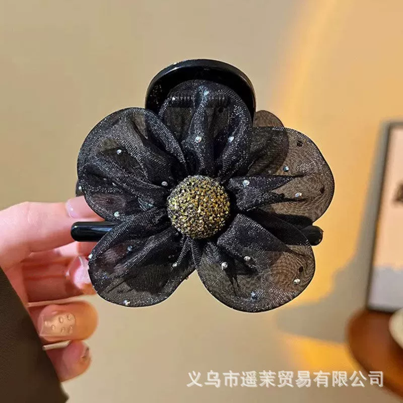 Атмосферная заколка для волос для фотосессий, крабовая заколка, модная hair accessory, с цветами