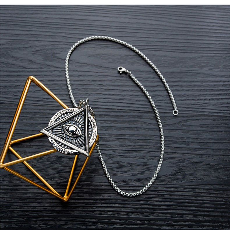 Devil's Eye Necklace Fashion Punk Style Men's Stainless Steel Pendant Jewelry Boyfriend_voghion.com