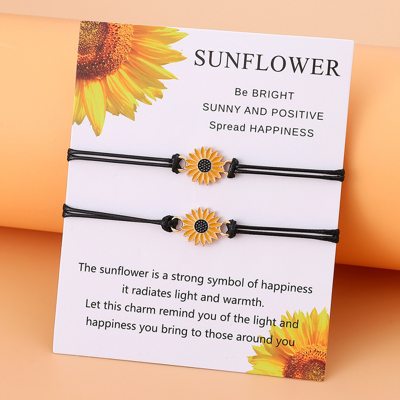 European and American Sunflower Wax Woven Beautiful Daisy Bracelet Friendship Couple Sunflower Card Bracelet European and American Sunflower Wax Woven Beautiful Daisy Bracelet Friendship Couple Sunflower Card Bracelet