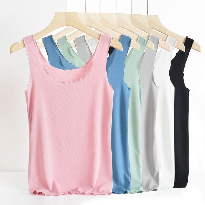 Ice Silk Eagerie Camisole Vest Women's Summer Thin Sleeveless Inner Wearing Outer Wearing Large Size Seamless Loose All-match Top