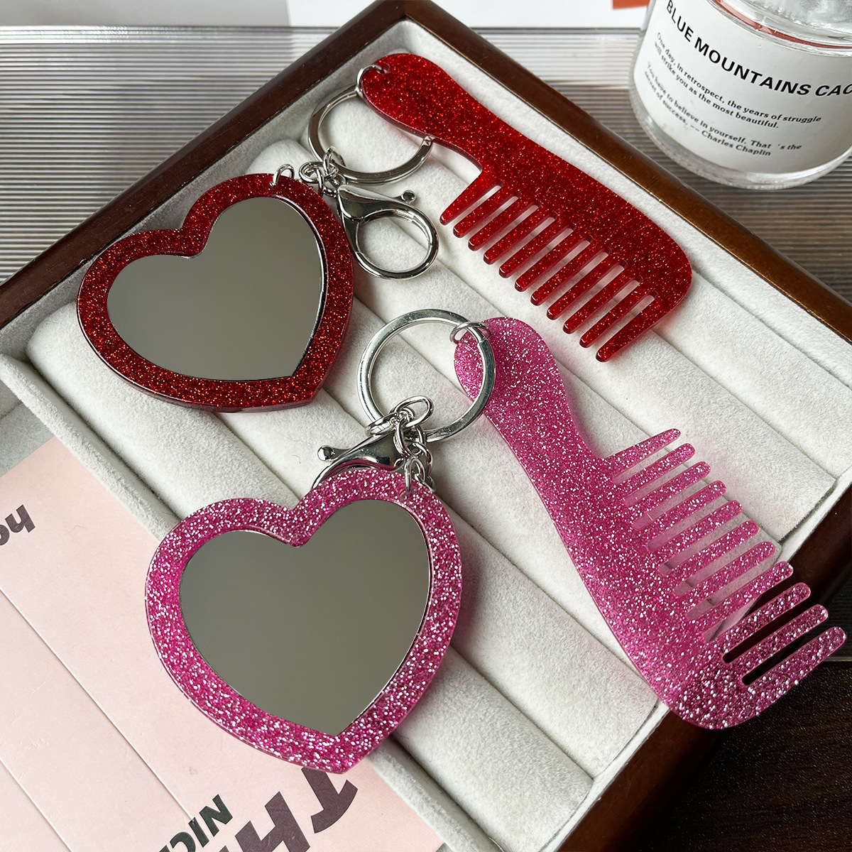 Pequeño pein acrílico pein colgante simple accesorios bolsos portátiles pein mango llave