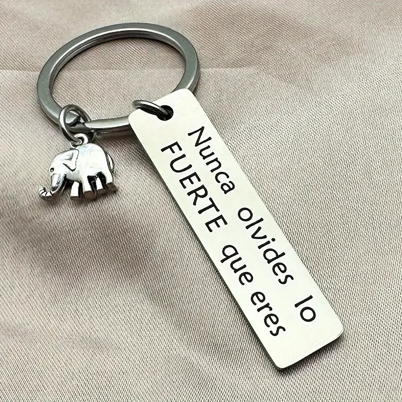 Cross-border temu stainless steel keychain elephant metal creative commemorative coin festival celebration keychain key ring