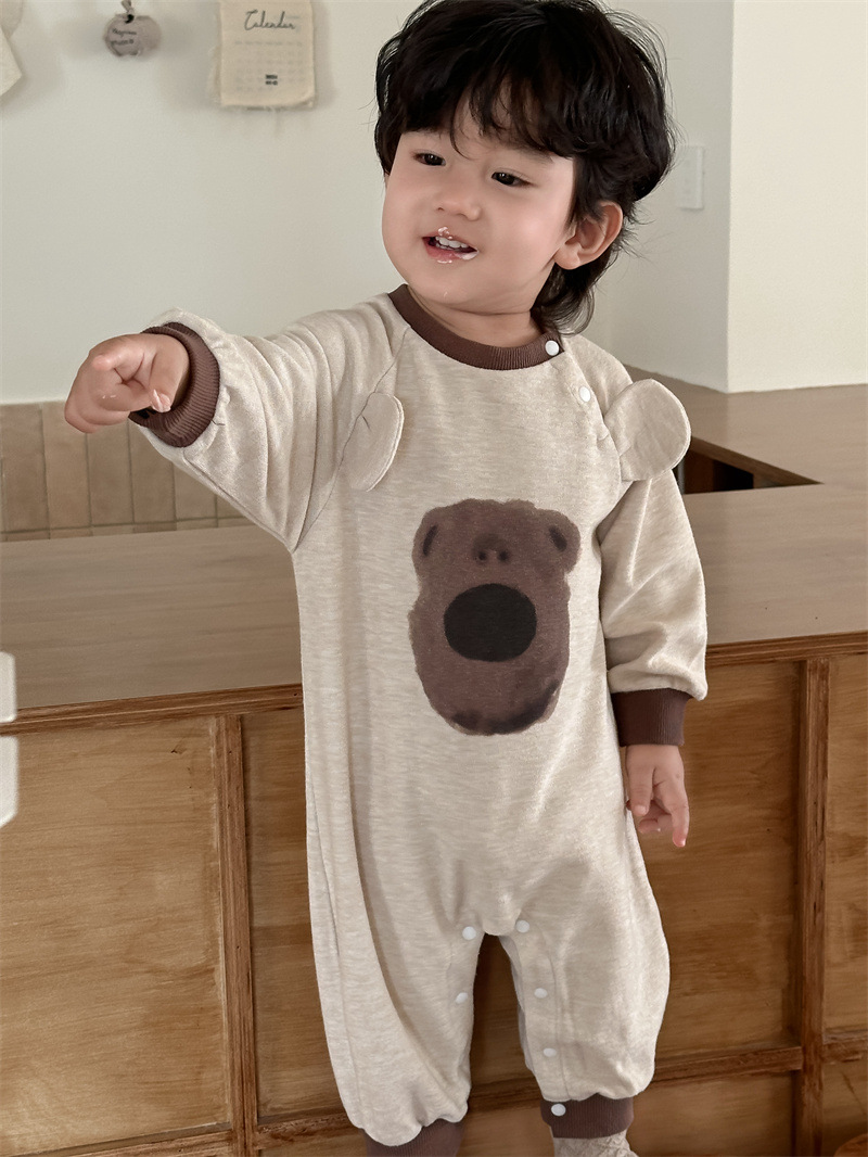 Ropa de bebé de otoño bolsa de bebés 2024 ropa de otoño ropa infantil coreana ropa de bebés cabeza de oso unido chaqueta
