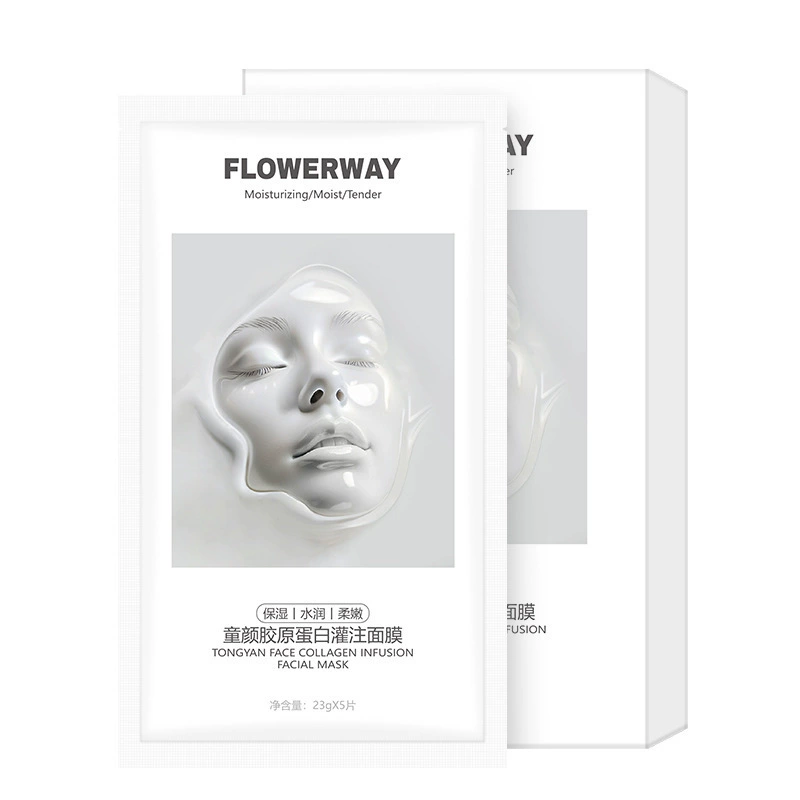 FLOWERWAY Коллаген, освежающая увлажняющая разглаживающая маска для лица, антивозрастная