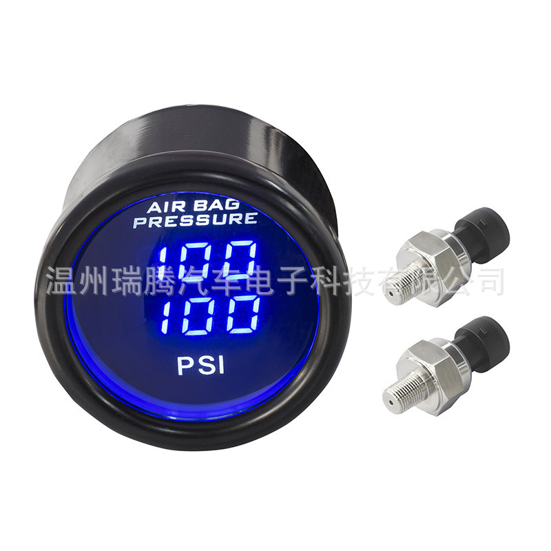 NPT1/8 Modified Digital Double Screen Set Meter φ52mm Blue Light 5 m Line Suitable for Automobile/Truck/Engineering Vehicle NPT1/8 Modified Digital Double Screen Set Meter φ52mm Blue Light 5 m Line Suitable for Automobile/Truck/Engineering Vehicle