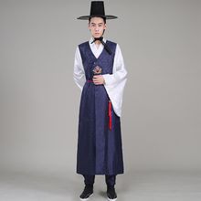 新款烫银韩国传统男士韩服宫廷结婚朝鲜民族表演出舞台演出服套装