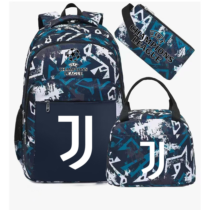 Aficionados al fútbol del Real Madrid Chelsea estudiantes de primaria alrededor de la mochila del Bayern mochila de tres piezas de gran capacidad