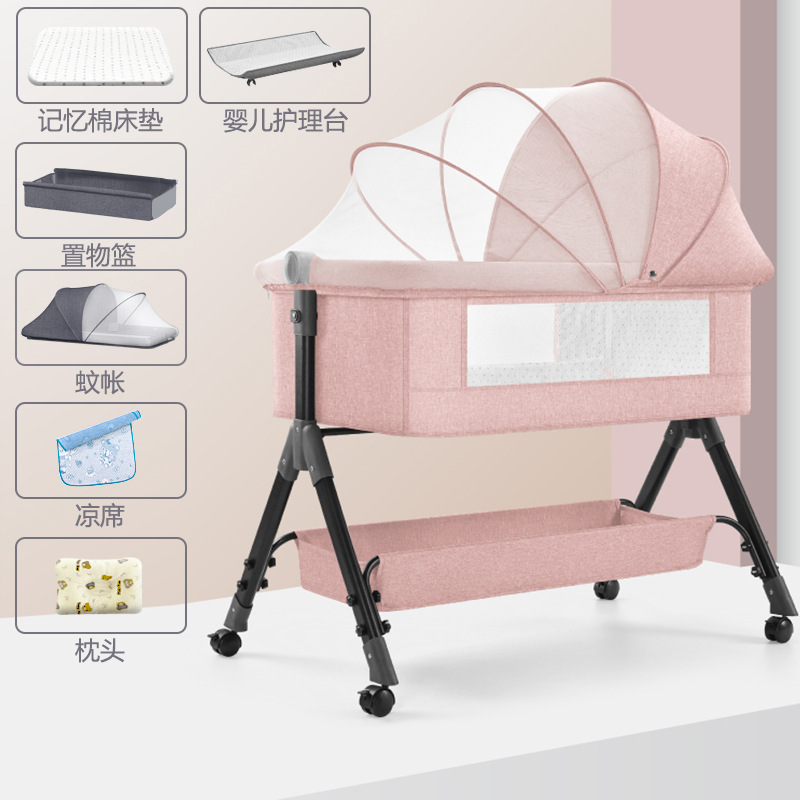 Cuna de bebé recién nacido cama costura Cama grande Baby Shaker BB cama de los niños cuna cama multifuncional móvil plegable