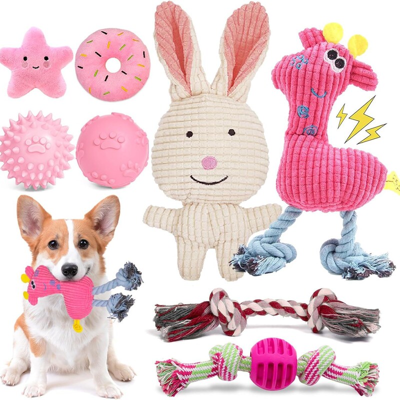 Amazon's Squeaky Dog Toy Set, Durable and Bite-Resistant, Relieves Boredom for Pets, Teeth-Grinding Toy for Puppies, Indestructible Toy Set for Small Dogs