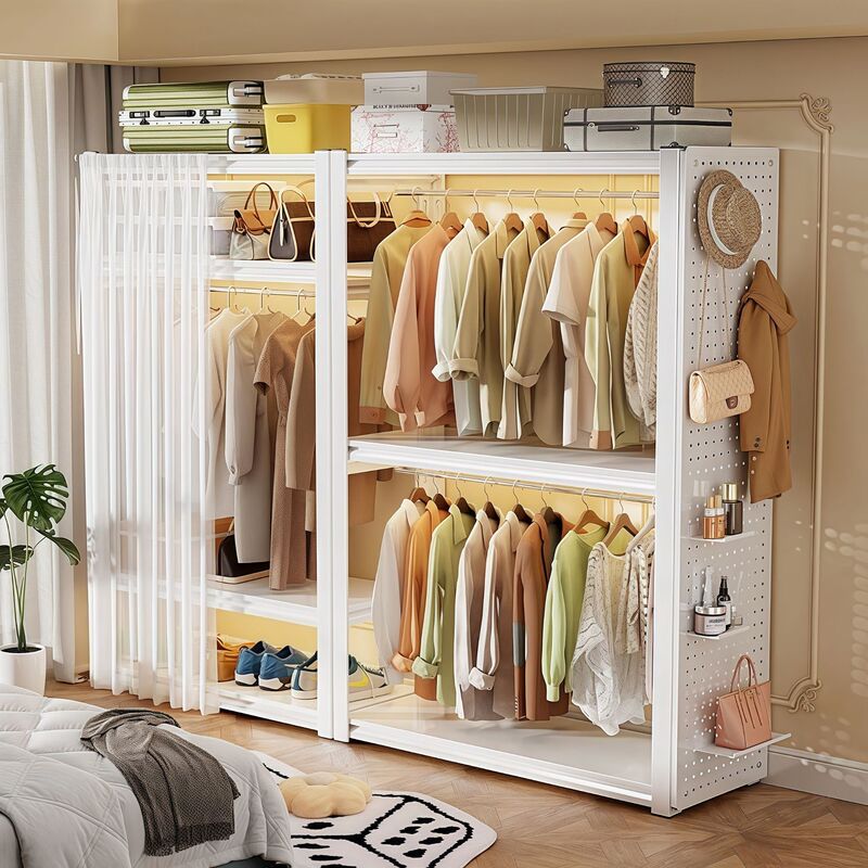 Shelves Wardrobe Coat Rack Home Bedroom Assembly Floor Rental Open Hanging Wardrobe Clothing Storage Rack
