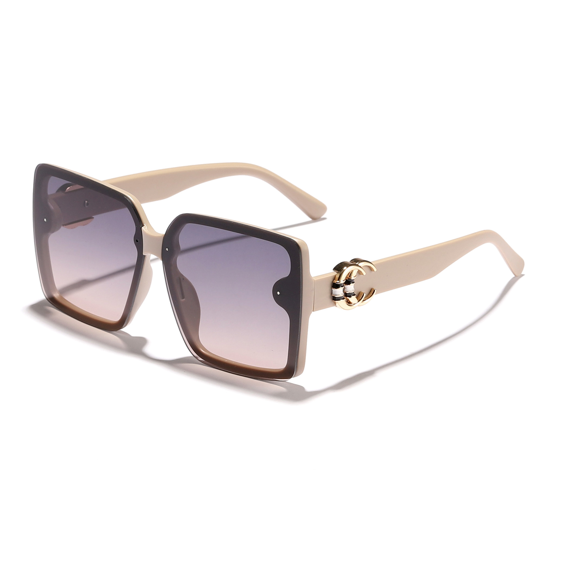 2024 nuevas gafas de sol de lujo ligero con letras cuadradas de marco grande para mujer