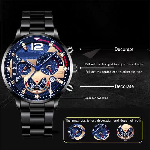 Cross-border TEMU set of hollow non-mechanical watches for men's business wrist watches accessories watch multi-piece set