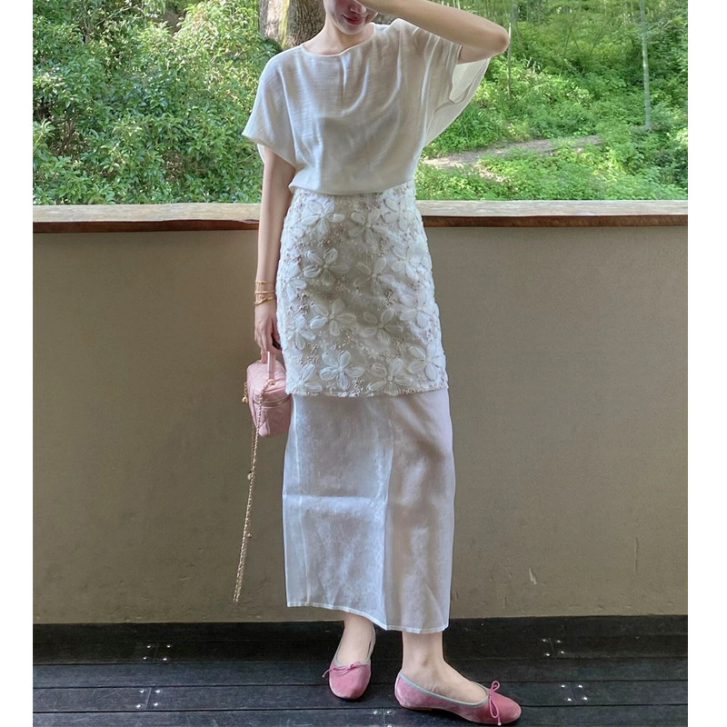 盛夏清纯白月光穿搭绝美巨好看富家千金小香风白色亚麻连衣裙套装|undefined