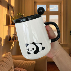 マグカップ蓋付きカップル陶磁器カップ子供かわいいクリエイティブ家庭用オフィス朝食コーヒーカップ男性