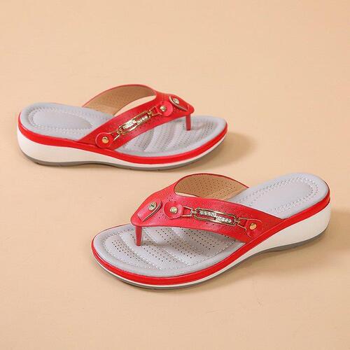 Independent station metal buckle beach sandals for women, summer wedge, fashionable casual, breathable flat sandals for women