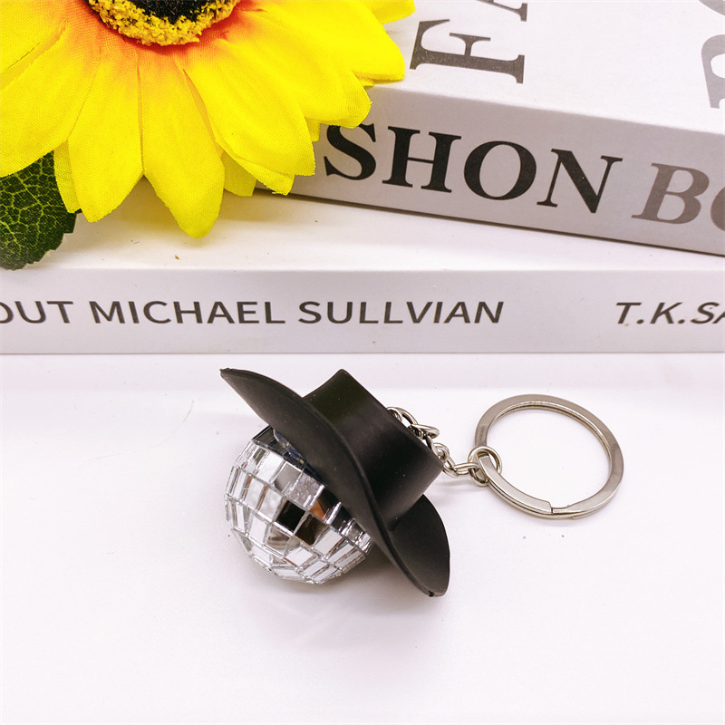 3 cm bola llavero sombrero de vaquero negro