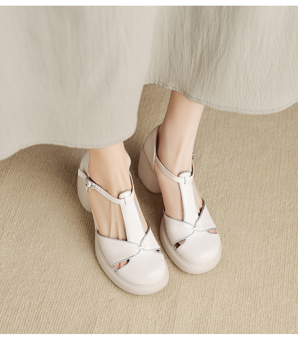 Sandal cao gót nữ mũi nhọn quai chữ T đế dày gót 7 cm — đen chi tiết 3