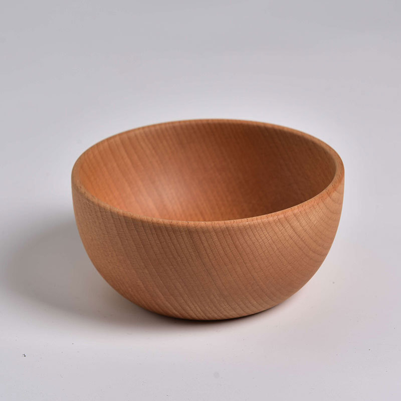 Fuente de la fábrica de madera maciza ensaladera color sólido redondo tazón de madera creativo Beech Bowl placa estilo japonés gran cantidad descuento