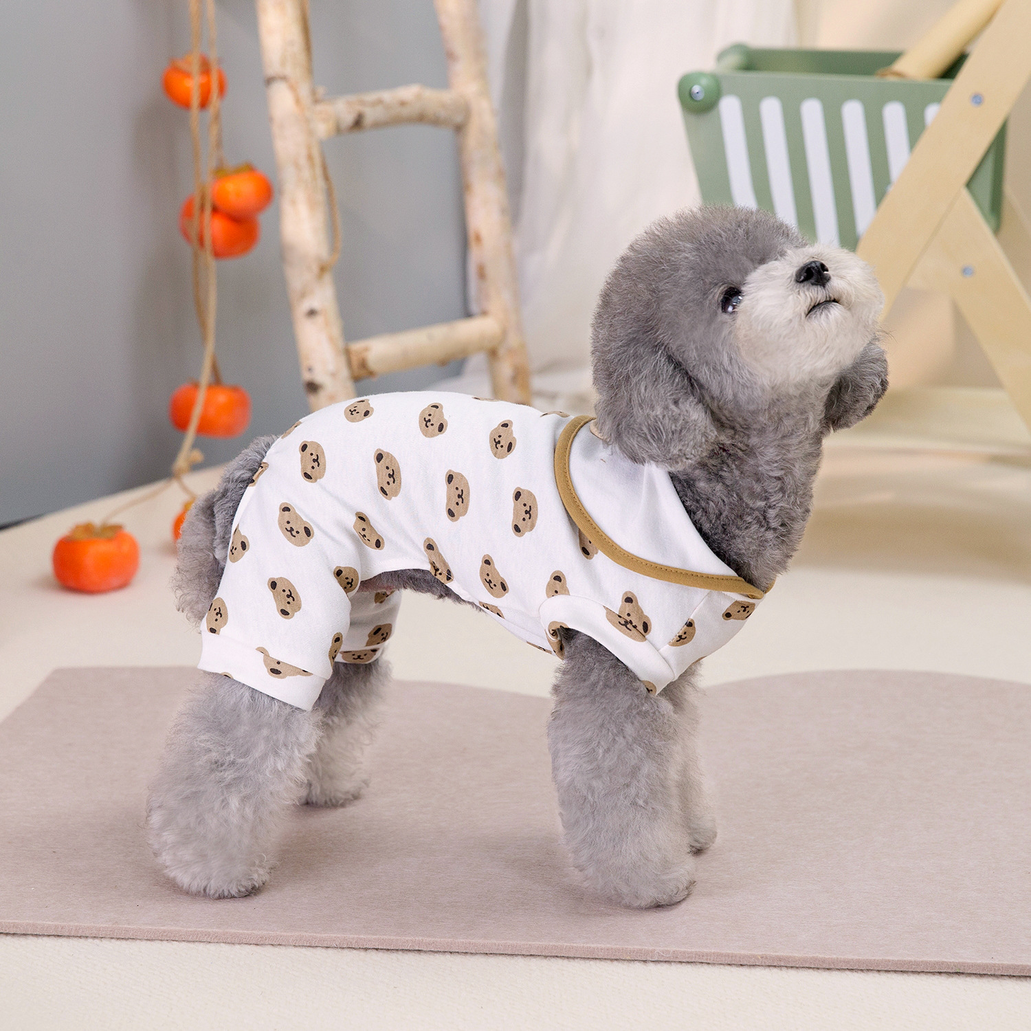 Summer Style Bear Print Camisole Cute Casual Vest For Students Comfortable Polyester Fabric Pet Supplies_voghion.com