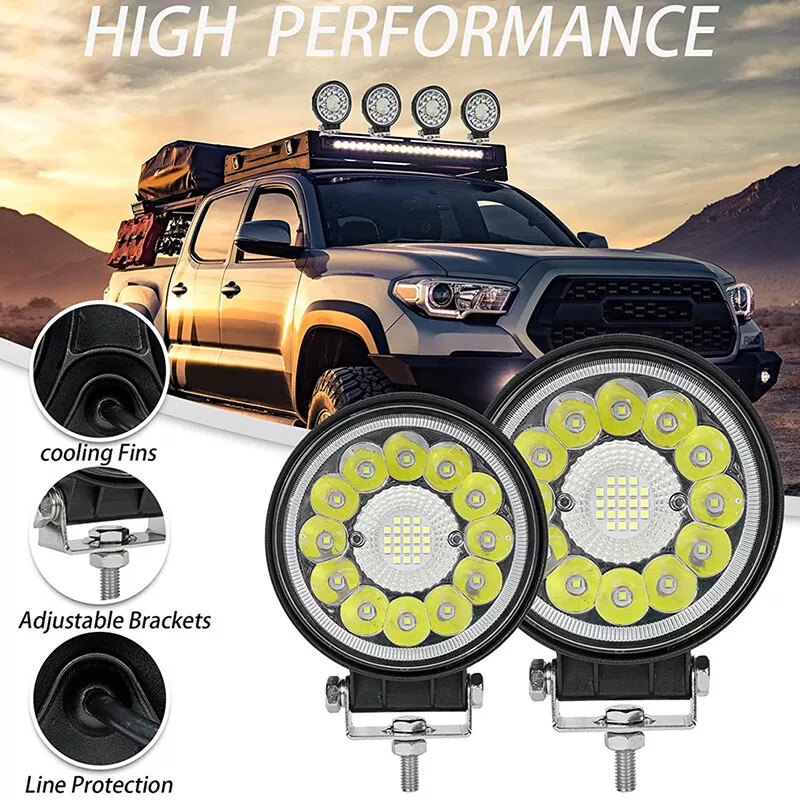 Luz de trabajo LED para automóviles redonda de 4 pulgadas 33LED luz de trabajo mezcla de luz convertida delanteros de camión