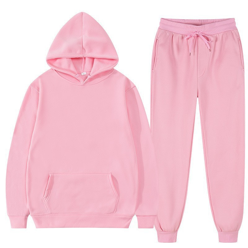 Ensemble de survêtement décontracté pour homme, pull, pantalon de sport de couleur unie, sweat-shirt à capuche en polaire à la mode pour homme_voghion.com