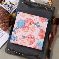 Factory original wood pulp table napkins and facial tissues, double-layer square paper towels, hotel and restaurant colorful printed paper napkins