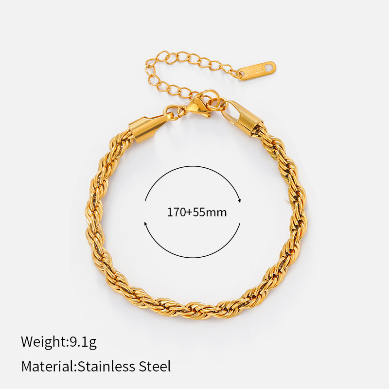 ヨーロッパとアメリカのクロスボーダーシンプルなステンレス鋼の太いブレスレット電気メッキ 18 K ゴールドチェーンブレスレットヒップホップスタイルチタン鋼ブレスレット|undefined