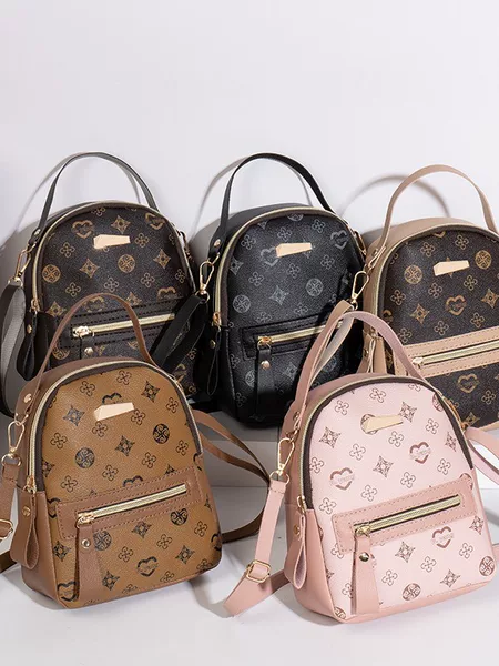 2026 New Vintage Print Mini Backpack for Women, Fashionable Versatile Small Backpack, Student School Bag, Crossbody Bag