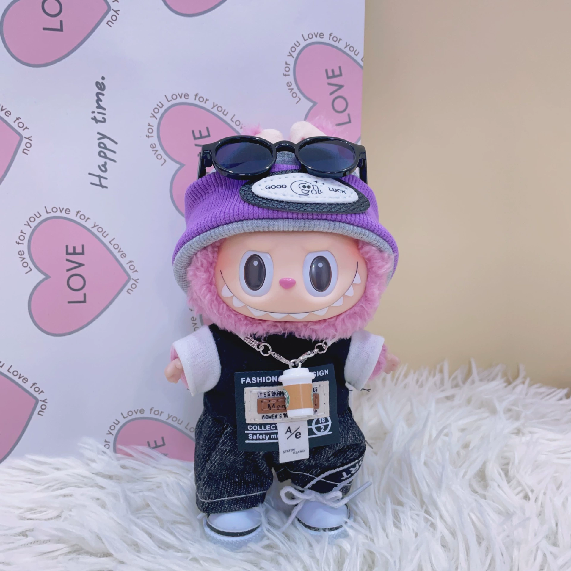 Только детская одежда] Один, два, три поколения blind box подвески лабубу одежда модная сладкая и крутая костюмы лабубу одежда для babies