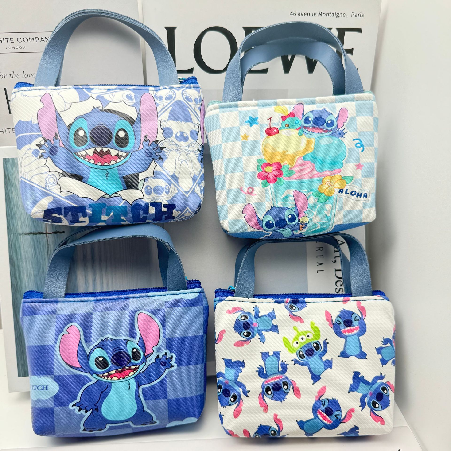 Foreign Trade Stitch Cartoon Handbag Coin Purse Creative Pu Lilo & Stitch Coin Earphone Storage Bag Key Card Holder