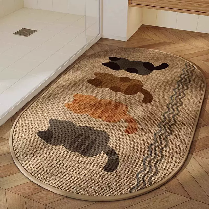 浴室防滑地垫可爱编织面橡胶底吸水垫入户门加厚水洗速干脚垫