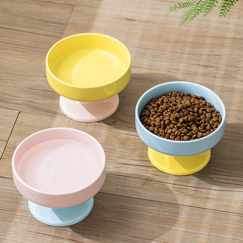 Tacos de cerámica para mascotas de patas altas para gatos, tacos para perros de alto valor de protección de la columna cervical, tacos de comida para gatos de gran calibre, tacos de arroz para gatos macarrones