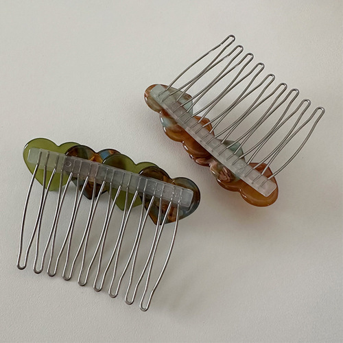 Japanese and Korean cute and sweet color-blocking patchwork heart-layer bangs comb, side small clip comb, updo hair tool