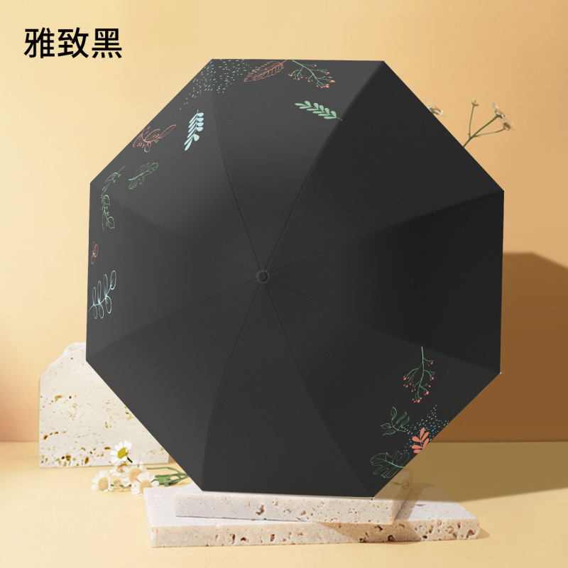 手动黑胶雨伞户外太阳伞女折叠遮阳伞防晒防紫外线学生晴雨伞跨境|undefined