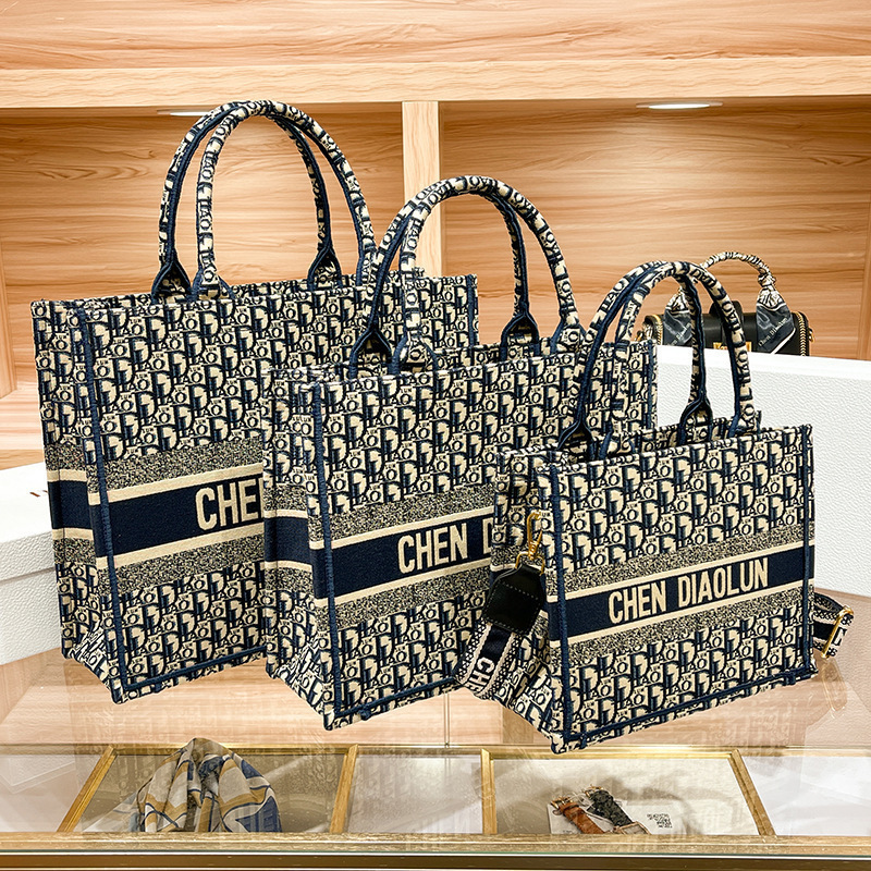 ヨーロッパとアメリカの自社ブランドの大容量刺繍トートレディースバッグ2025新しいショルダーハンドバッグレディースバッグショッピングバッグ|undefined