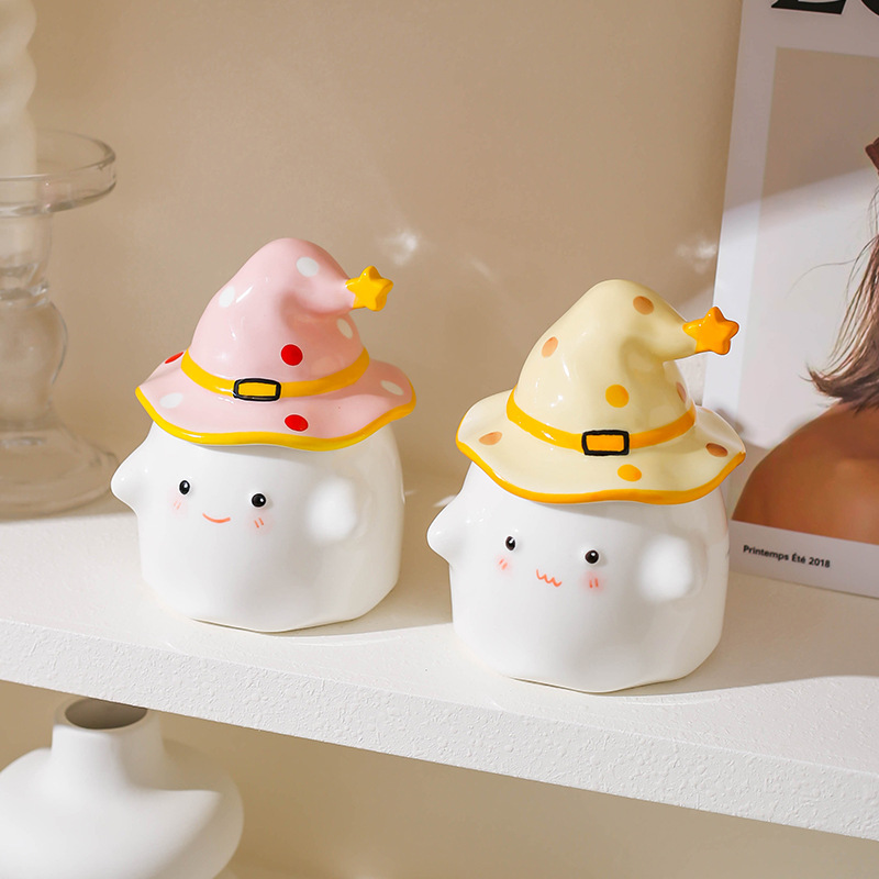 Regalos de cumpleaños fantasma extraña taza de cerámica con tapa taza de regalo de nicho mano taza de regalo regalo de Halloween