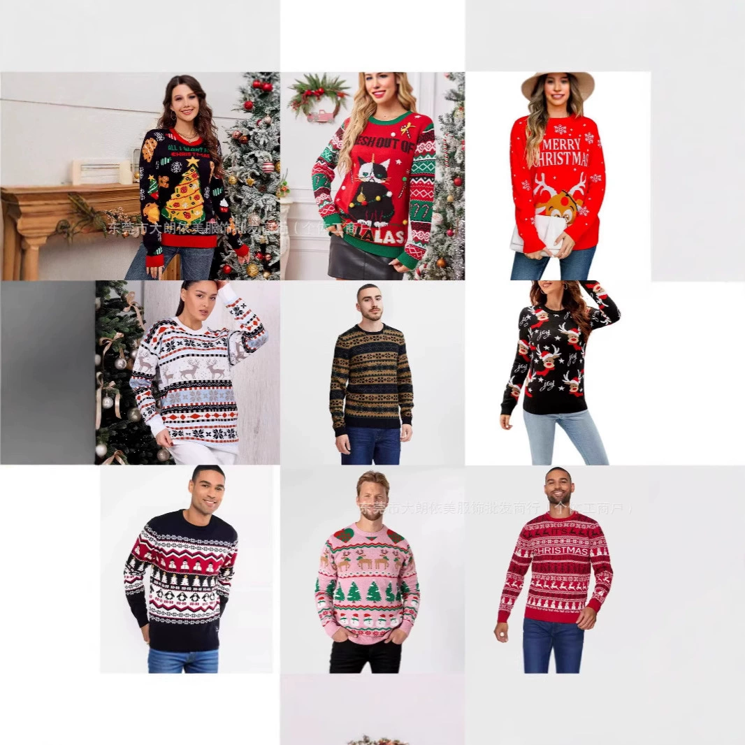 Рождественский свитер из мягкой трикотажной пряжи, элегантный, с круглым вырезом, плотный, универсальный, с длинными рукавами, реальный склад, трансграничная внешняя торговля.