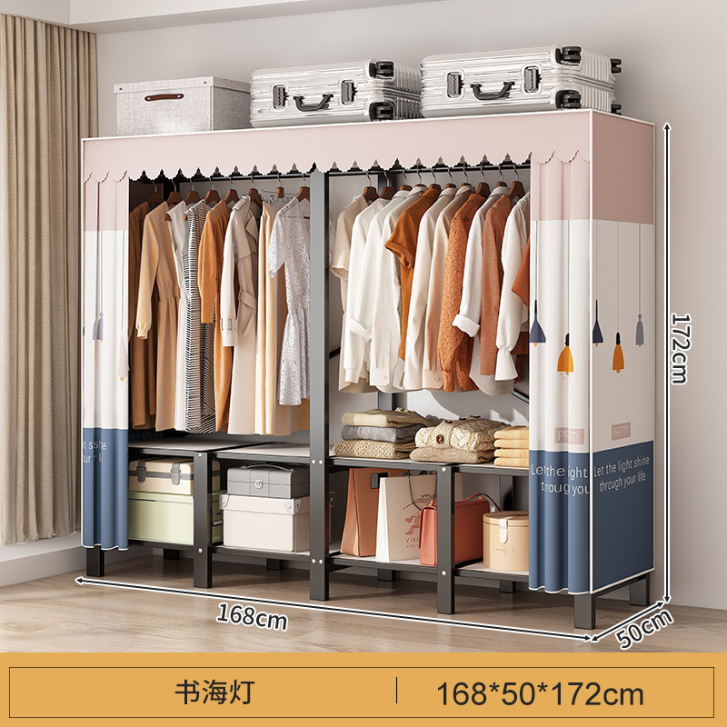 Libre de instalación armario hogar dormitorio plegable simple armario de tela habitación de alquiler fuerte y durable marco de acero armario de almacenamiento armario