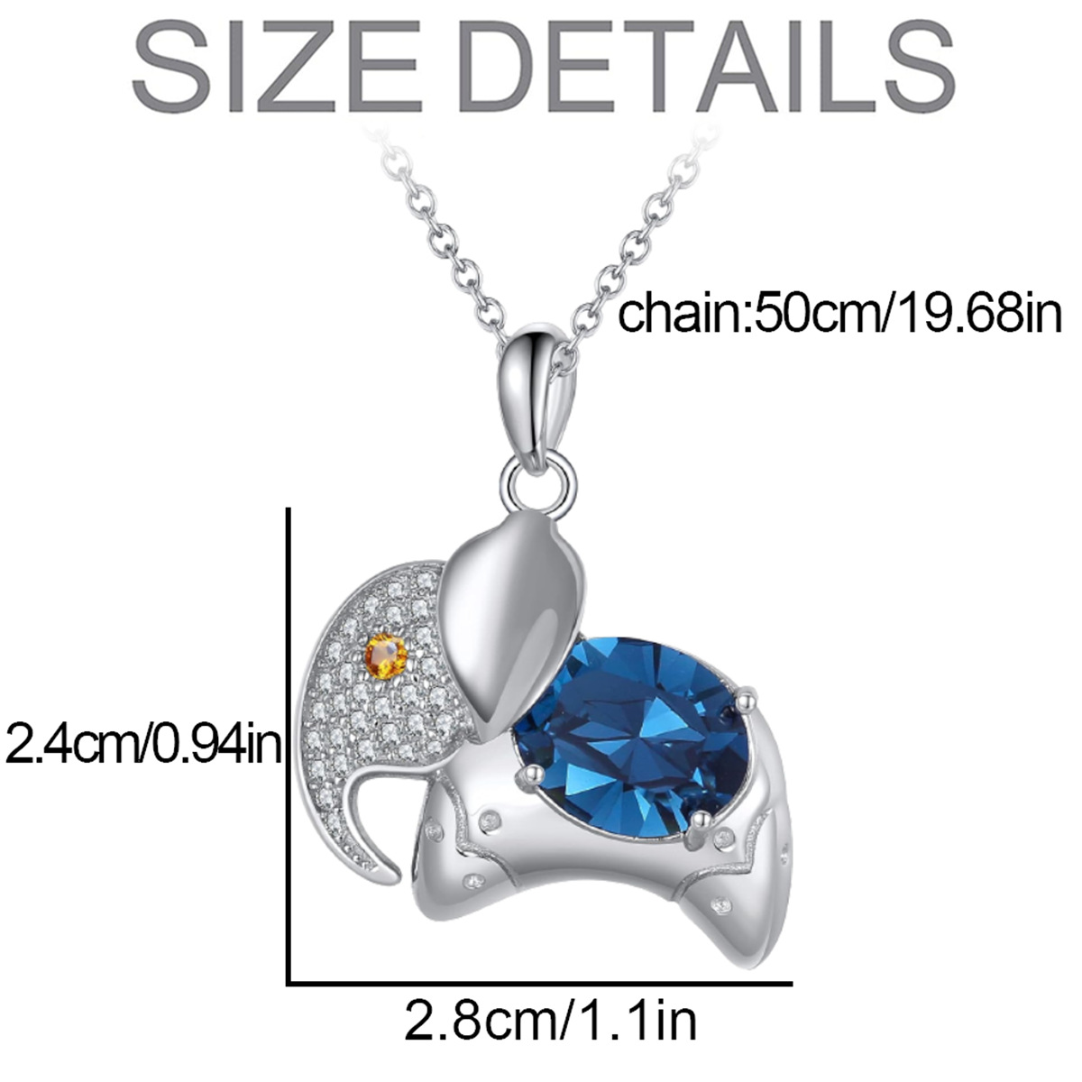 Tendenza di vendita calda, collana con ciondolo a forma di elefante in cristallo blu di lusso, accessori per gioielli da donna, regali_voghion.com