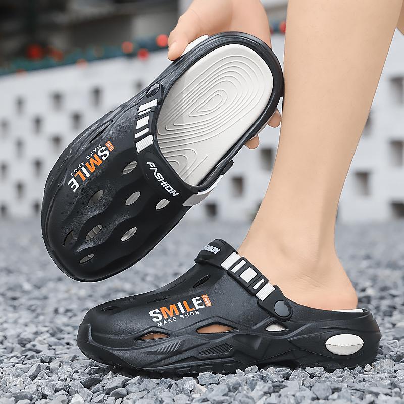 Zapatos con agujeros de verano para hombre, ropa exterior, red transpirable, zapatillas Baotou, deportes, pisando mierda, conduciendo sandalias de playa de doble uso