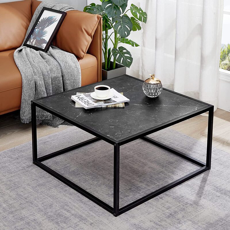 Small Square Coffee Table for Small Space Simple Farmhouse Low Center Table Living Room Home Office
