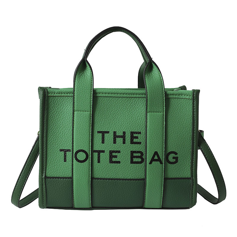 Bolso tote de comercio exterior para mujer 2023, nuevo bolso de mano moderno europeo y americano, bolso bandolera con estampado de letras y bloques de color.